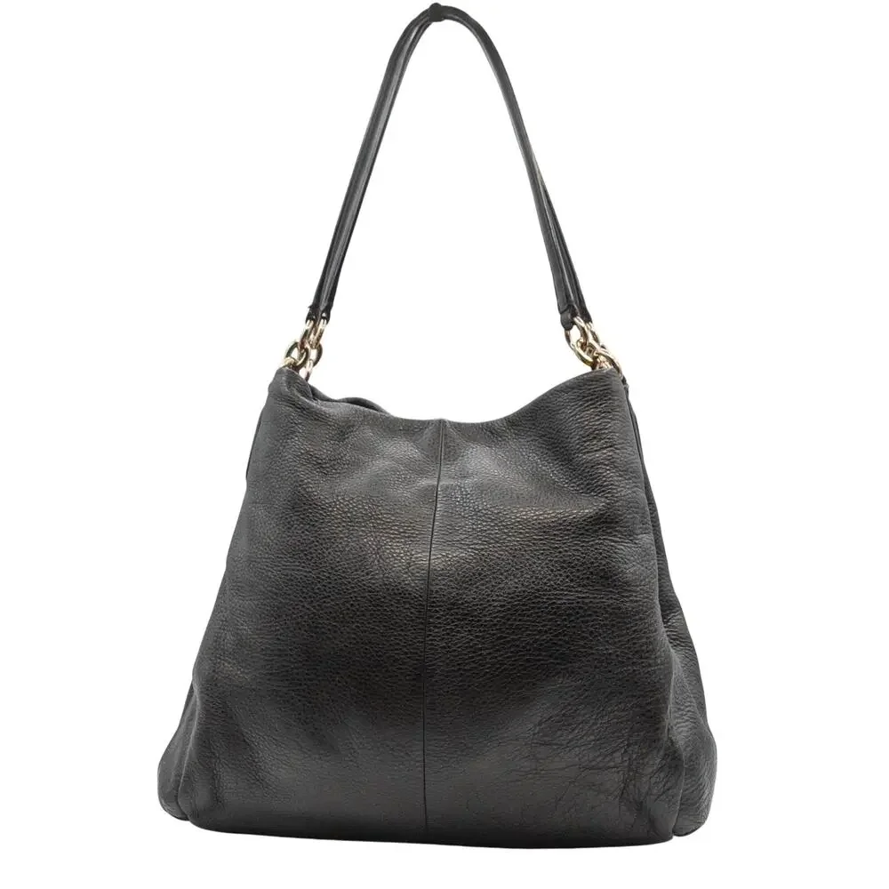 Large Black Leather Satchel Bag COACH Madison Phoebe Shoulder Bag Handbag #35723 - Picture 3 of 10